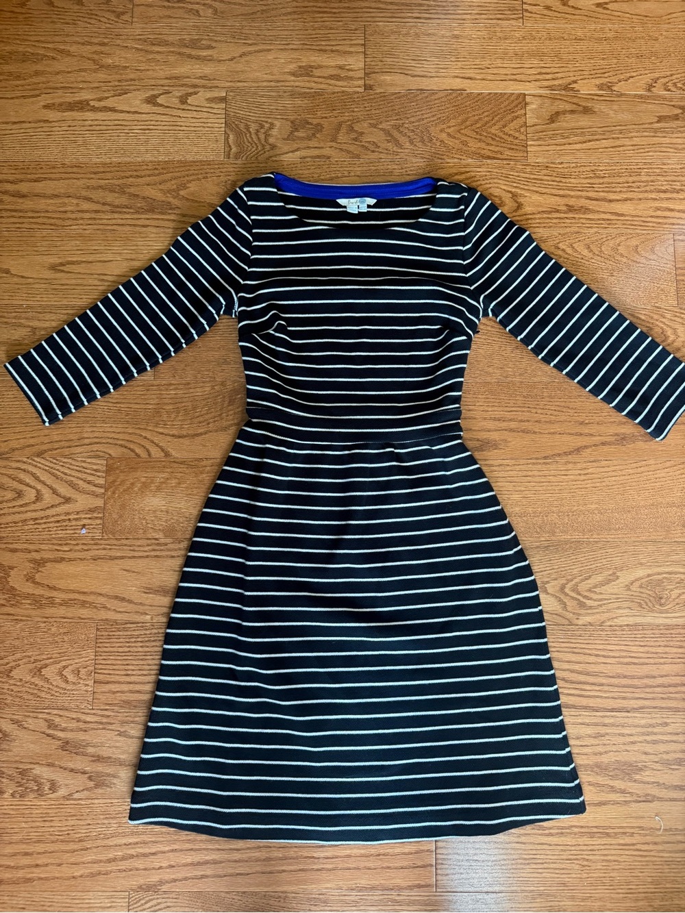 Boden- Striped Black and White Fit-and-Flare Dress